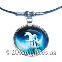 White Unicorn Necklace - Click Image to Close